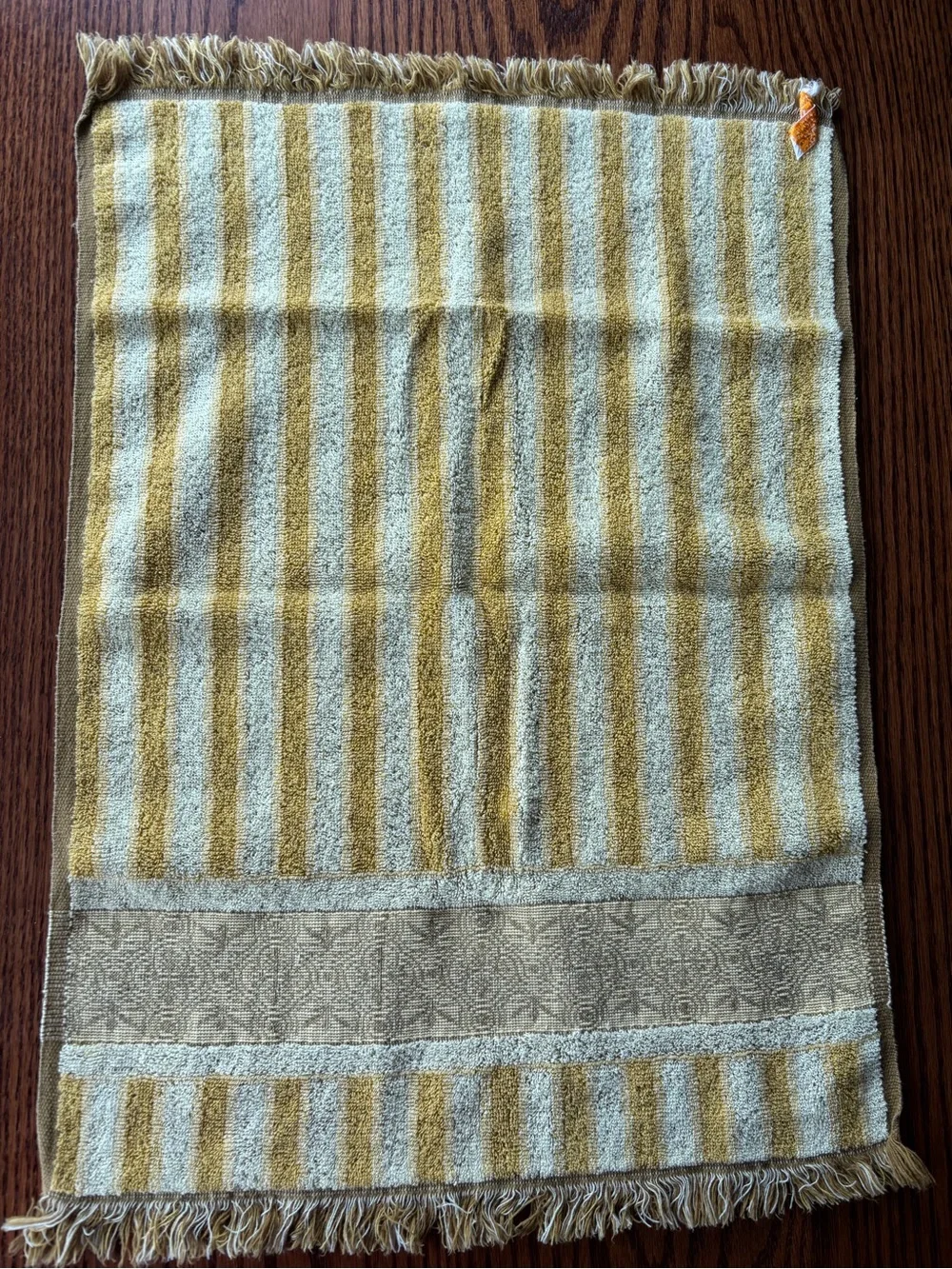 Vintage Sculpted Callaway Fringe Hand Towel Gold MCM Psychedelic 1960s Retro